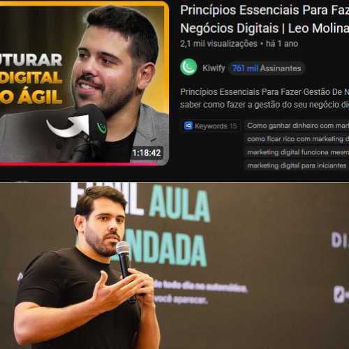 L&eacute;o Molina em conversa publicada pela Kiwify e em uma palestra presencial